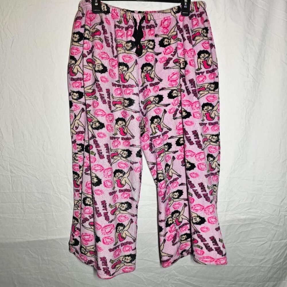 2017 betty boop fuzzy pink capri fuzzy cozy pajama pants